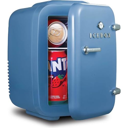 IBMF4SLT Fridge for Bedroom, Skincare, Portable Cooler & Warmer for Makeup, for Office & Home Refrigerator, Mini (4 L / 6-Can), Slate Blue