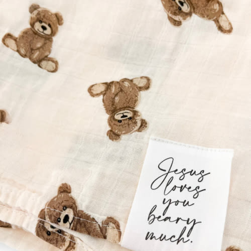 Jesus Loves You Beary Much Swaddle Blanket – OUR HOUSE ABOVE