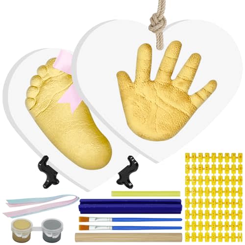Baby Hand & Footprint Keepsake Kit - Personalized Handprint Footprint Ornament for Newborn Babies, New Mom Gifts, Baby Shower & Registry, Nursery Picture Frame, Pet Paw Print Ornament