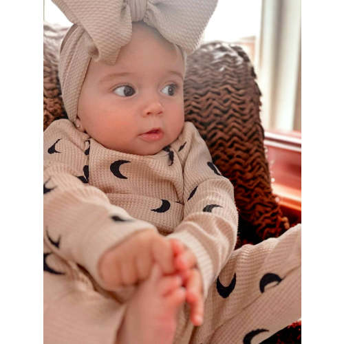 Organic Waffle 2-Piece Set, Tan/Black Moon