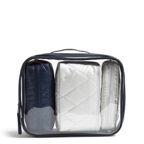 Vera Bradley Women's Outlet Clear 4-Piece Cosmetic Toiletry Bag Set
