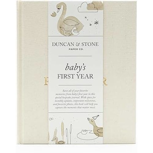 Baby First Year Book - Heirloom Keepsake Baby Memory Book to Record Important Milestones, Favorite Photos & More - Pregnancy Books (Cream,112 Pages)