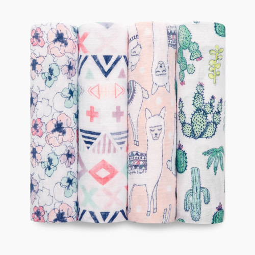 Aden + Anais Cotton Muslin Swaddle 4-Pack - Trail Blooms