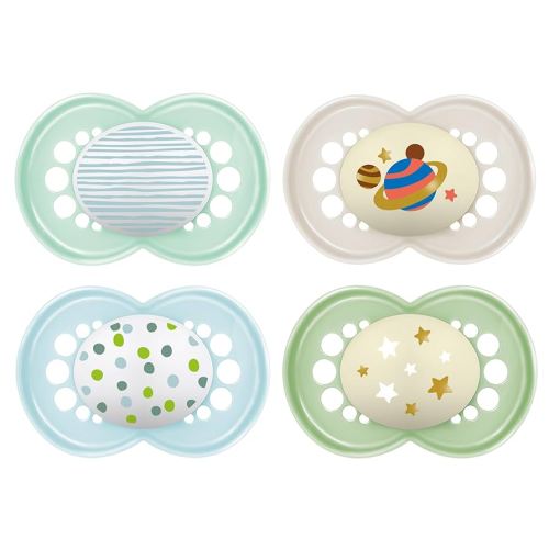MAM Night Pacifiers (2 Count), MAM Pacifiers 6+ Months, Best Pacifier for Breastfed Babies & Original Baby Pacifier, Nipple Shape Helps Promote Healthy Oral Development, Sterilizer Case
