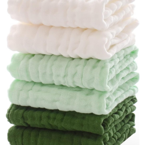 MUKIN Baby Washcloths - Soft Face Cloths for Newborn, Absorbent Bath Face Towels, Baby Wipes, Burp Cloths or Face Towels, Baby Registry as Shower. Pack of 6-12x12 inches (Green)