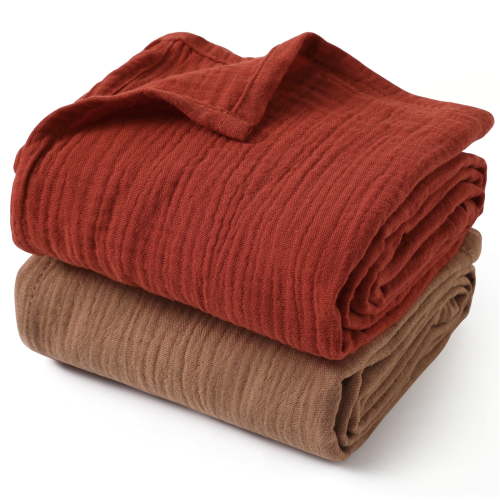 Gllquen Baby Muslin Cotton Swaddle Blankets for Newborn Boys Girls 2-Pack 38'' x 40", Dawn