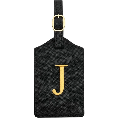 Luggage Tag PU Leather for Suitcase Baggage Handbag Travel Bag Label Suitcase Tag Suitcase Label Tag w. Name Card & Privacy Cover (J)