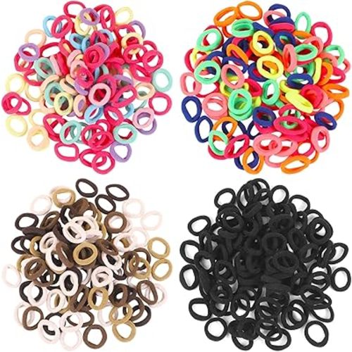 400Pcs Baby Hair Ties, 2cm Multicolor Toddler Hair Ties for Girls Cotton Soft Seamless Ponytail Holders Hair Accessories for Kids