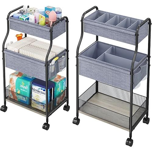3-Tier Baby Diaper Caddy Organizer and Storage Cart