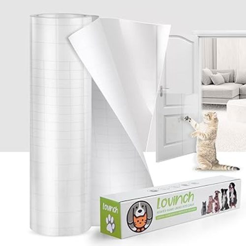 [Thicken Vinyl] Anti Cat Scratch Furniture Protector, Single-Sided Sticky Couch Protector for Cats, Flexible Couch Corner Guard Under Cats Claw, Cat Scratch Deterrent Tape-(160" x 12.4")