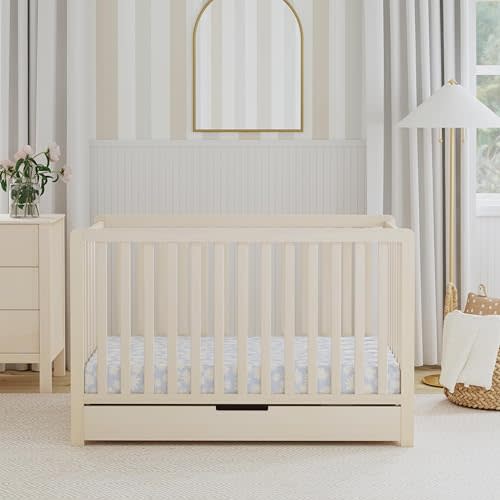 Carter's by DaVinci Colby 4-in-1 Convertible Crib with Trundle Drawer in Washed Natural, Greenguard Gold Certified, Undercrib Storage