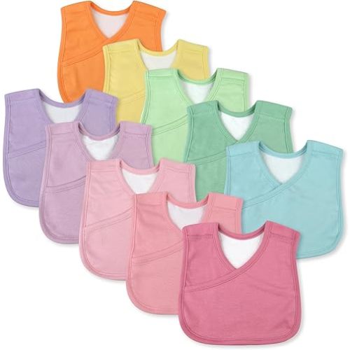 HonestBaby Multipack Reversible Bandana Drool Bibs Burpcloths Adjustable Snaps for Infant Baby Boys,Girls 100% Organic Cotton