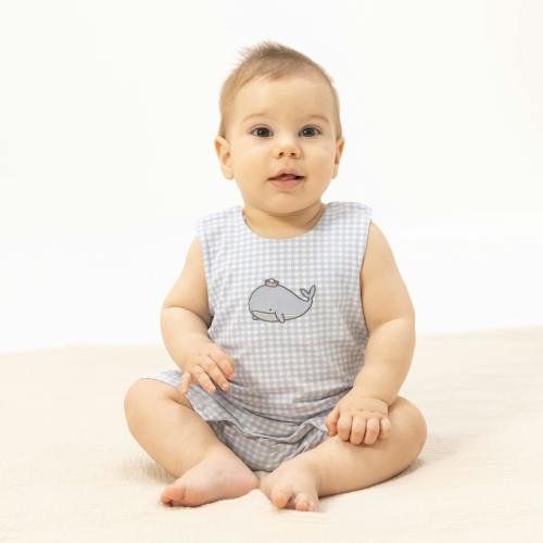 Bubbly Sailor Whales Blue - Sleeveless Jon Jon