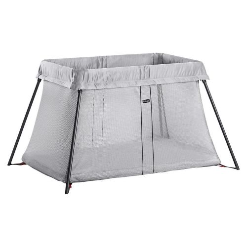 BABYBJÖRN Travel Crib Light - Light Silver: Carrying Bag, Steel Frame, Folds for Easy Transport