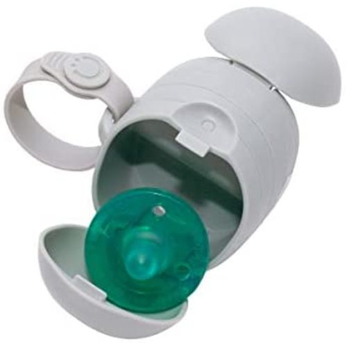 Ubbi On The Go Dual Pacifier Holder Keeps Baby’s Binkies Clean and Accessible Includes Silicone Strap, Grey