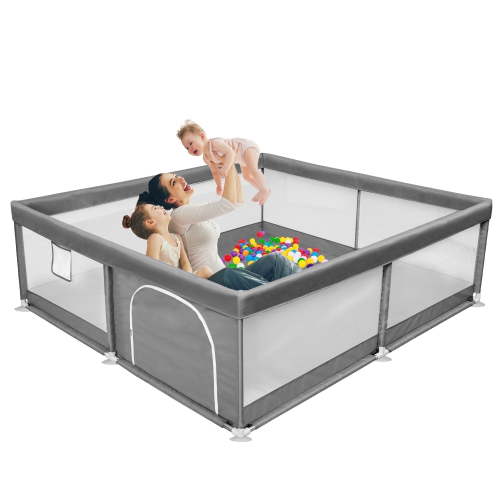 Babyeap Baby Playpen Large Play Yard Fence for Toddlers,50"x50" Dark Gray