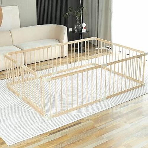 Baby Playpen Play Fence Gate Play Pen Wood Large,Playpens for Babies and Toddlers Kids Indoor,Baby Play Yards Gym