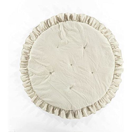 Lush Decor Baby Round Ruffle Play Mat 36" Diameter Neutral - Tummy Time Mat - Beige Playmat - Baby Play Mats for Floor - Nursery Decor
