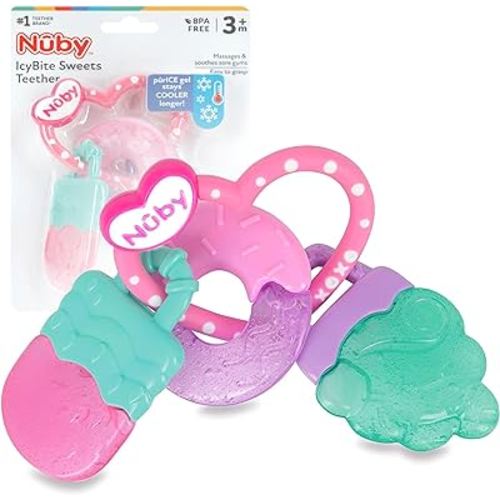 Nuby ICY Gel Teether Ring, Popsicle, Donut and Ice Cream - 3+ Months