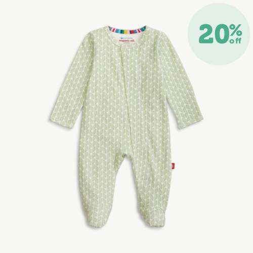 green cable leaf organic cotton magnetic parent favorite footie – Magnetic Me