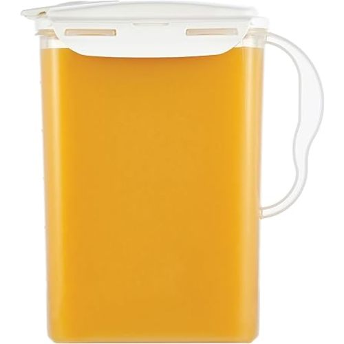 LocknLock Aqua Fridge Door Water Jug with Handle BPA Free Plastic Pitcher with Flip Top Lid Perfect for Making Teas and Juices, 3 Quarts, Ivory
