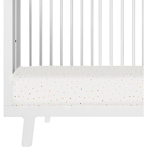 Makemake Organics Organic Crib Sheet GOTS Certified Organic Cotton Crib Sheet Fitted & Pillowcase Buttery Soft Breathable Natural Dyes Baby Toddler Bed Sheet Set (Dotty)