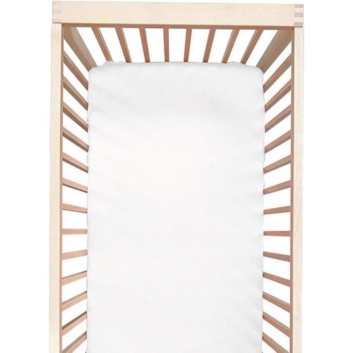 100% Mulberry Silk Crib Sheet for Baby Hair, Standard Crib Mattress Sheet for Boys & Girls, Soft Smooth Breathable Baby Crib Fitted Sheets 28x52, Natural White