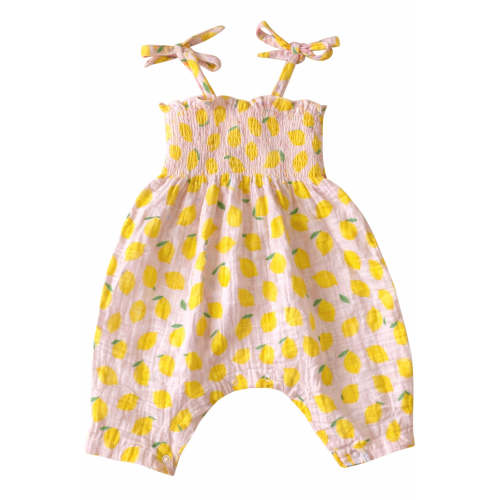 Lemon Sorbet / Muslin Smocked Jumpsuit