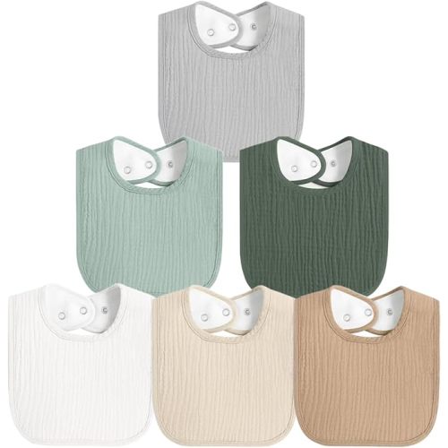Muslin Baby Bibs for Boys Girls, Soft Cotton Baby Drool Bibs, Drooling and Teething Bibs for Infant, Newborn - A