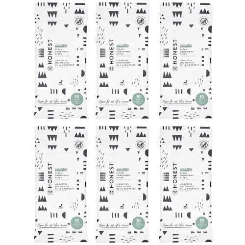 The Honest Company Clean Conscious Multi-Use Wipes | Hypoallergenic + Unscented for Sensitive Skin | Over 99% Water, Compostable, Plant Based, Baby Wipes | Pattern Play, 10 Count (Pack of 6)
