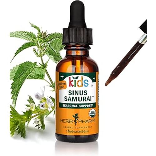 Herb Pharm Kids Certified- Alcohol-Free Sinus Samurai Liquid Herbal Formula, Organic, 1 Fl Oz