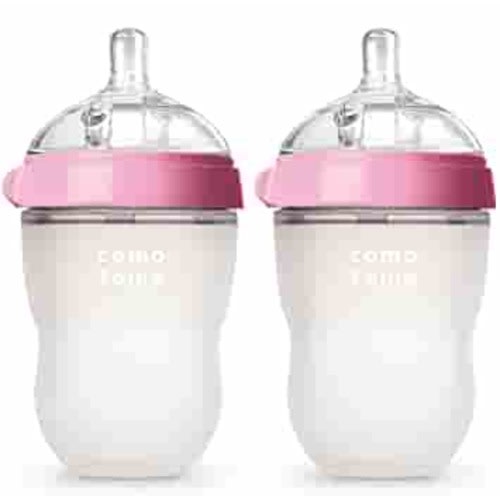 Comotomo Baby Bottle, Pink, 8 Ounce (2 Count)