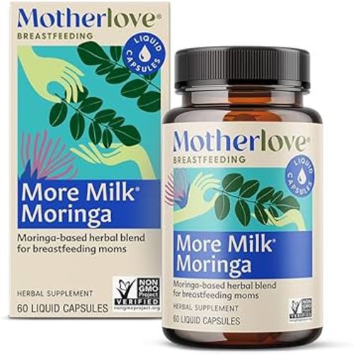 Motherlove More Milk Moringa (60 liquid caps) Moringa-Based Lactation Supplement to Support Breast Milk Supply—Non-GMO, Organic Herbs, Vegan, Kosher