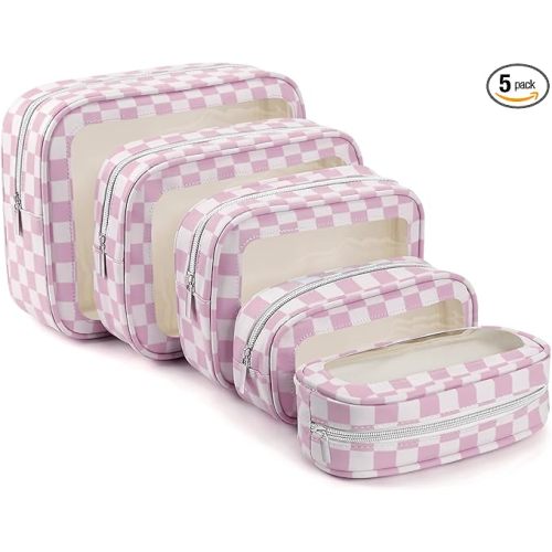 YOPCDJ 5PCS Diaper Bag Organizer Pouch Set,TSA Approved Toiletry Bag, Waterproof TPU Makeup Bag Set, Travel Organizer Bags for Women and Kids