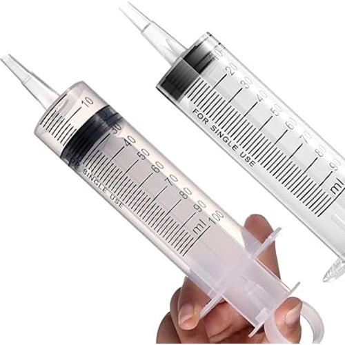 2 Pack Large Syringes (100 ML), Plastic Garden Industrial Syringes for Scientific Labs, Measuring, Watering, Refilling, Filtration Multiple Uses ,More Size Choice:150ML