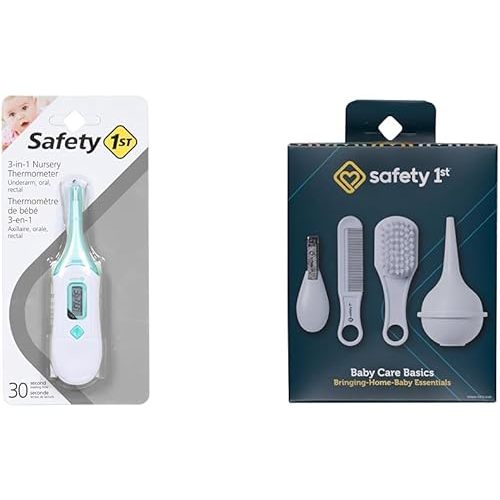 Safety 1st 3-in-1 Nursery Thermometer, Analog Bundle with Baby Care Basics