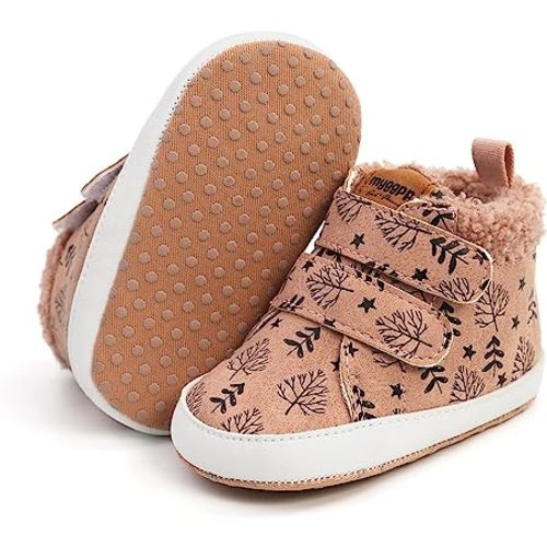 SOFMUO Baby Boys Girls High Top Ankle PU Leather Sneakers Soft Rubber Sole Infant Moccasins Newborn Oxford Loafers Anti-Slip Toddler Wedding Uniform Dress Shoes