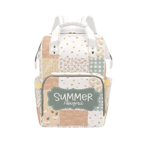 Bumble Bee Patchwork Custom Diaper Bag, Baby Name Diaper Bag, Personalized Baby Bag, Name Backpack, Multiuse Backpack, New Mom Gift