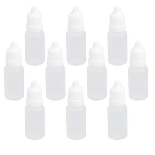 10pcs Empty Refillable Squeezable Eye Drop Dropper Liquid Container With Screw - 10ml