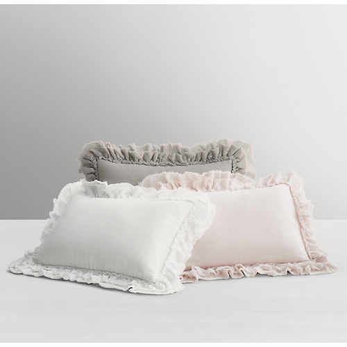 Ruffled Washed Cotton Gauze Boudoir Sham | RH Baby & Child, color Posy