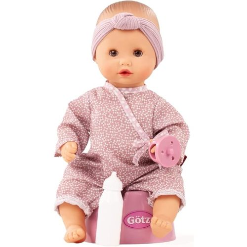 Gotz Sleepy Aquini Soft Mood - 13" Drink & Wet Bath Baby Girl Doll with Potty, Bottle and Pacifier