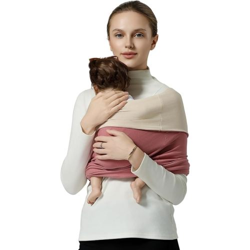 Baby Wraps Carrier, Baby Carrier Wrap Baby Wearing Wrap Newborn Wrap Carrier, Baby Sling, Baby Carrier Sling for Newborn and Infant, Cream+Pink