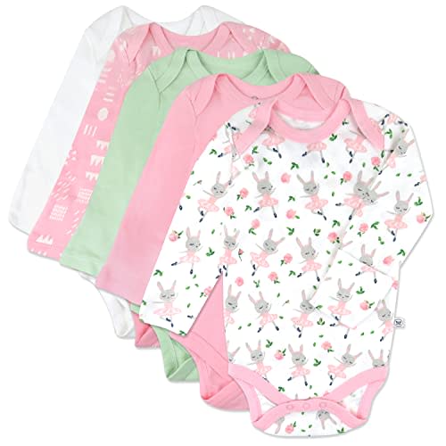 HonestBaby Baby Girls' 5-pack Long Sleeve Bodysuits One-piece 100% Organic Cotton for Infant Baby Girls', Unisex
