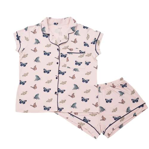 Women’s Short Sleeve Pajama Set in Blush Butterfly