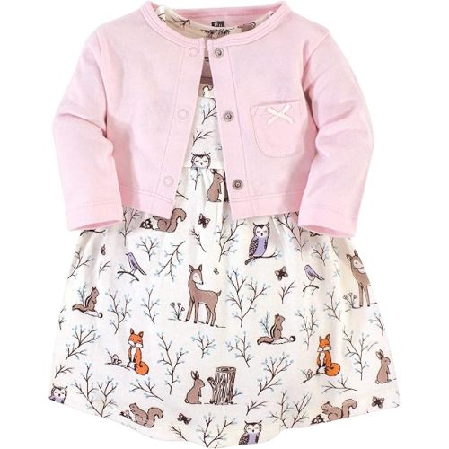 Hudson Baby Baby Girls' Cotton Dress and Cardigan Set