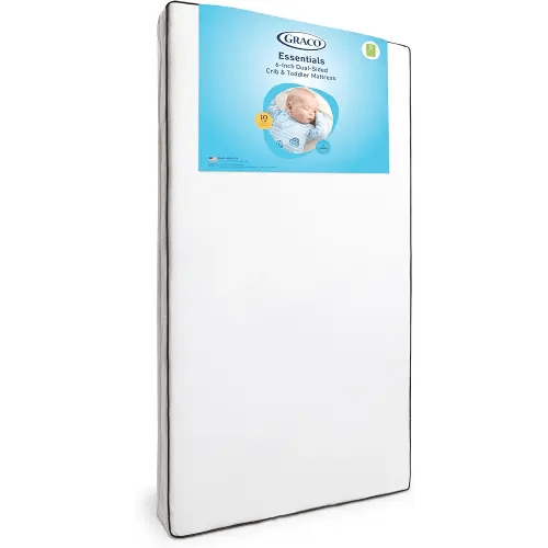 Graco Essentials 6-Inch Dual-Sided Crib & Toddler Mattress — Premium Ultra-Soft Baby Crib Mattress Cover for Quiet Sleep, GREENGUARD Gold Certified, Made in The USA, Waterproof Sleep Surface, 2-Sided