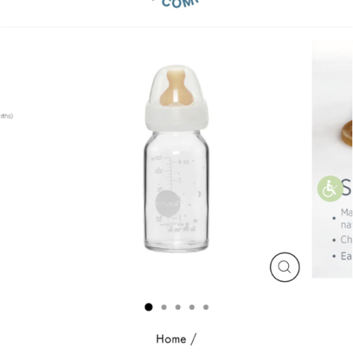 Hevea Standard Neck Glass Baby Bottles- 120ML/ 4oz, Single