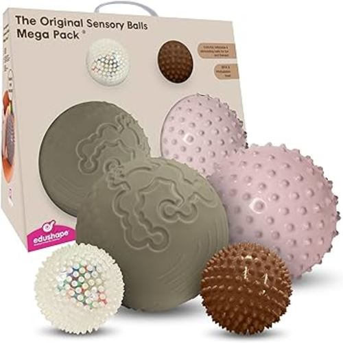 Edushape The Original Sensory Balls for Baby, Boho Chic Mega Pack - Assorted Baby Balls That Help Enhance Gross Motor Skills for Kids Aged 6 Months & Up - Set of 4 Vibrant Unique Toddler Ball for Baby