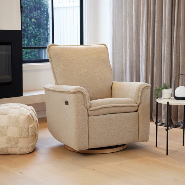 Louie Electric Recliner Glider Nursery Chair in Taupe Teddy | iL Tutto