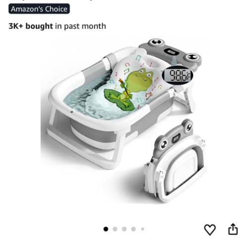 Baby Bathtub, Collapsible Newborn Bathtub for Infant to Toddler 0-24 Months with Soft Cushion and Thermometer,Portable Travel Newborn Tub with No-Slip Feet, Baby Shower Gifts,Grey